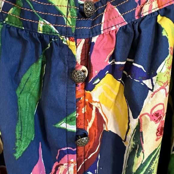 Anthropologie Maeve Dress L Tabitha Floral Swing Tunic Buttons Spring Easter - Picture 9 of 12